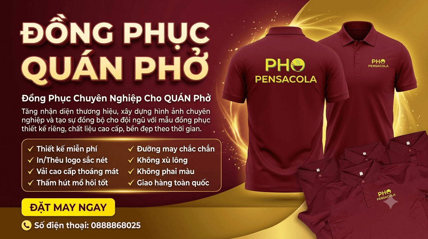 ĐỒNG PHỤC QUÁN PHỞ CAO CẤP – NÂNG TẦM ẨM THỰC TRUYỀN THỐNG TỪ DQ UNIFORM