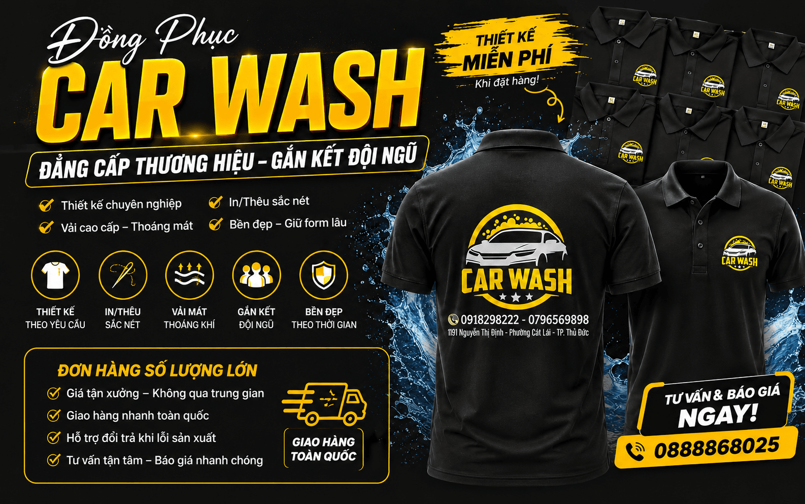 ĐỒNG PHỤC CAR WASH CAO CẤP – ĐẲNG CẤP THƯƠNG HIỆU, GẮN KẾT ĐỘI NGŨ từ DQ UNIFORM