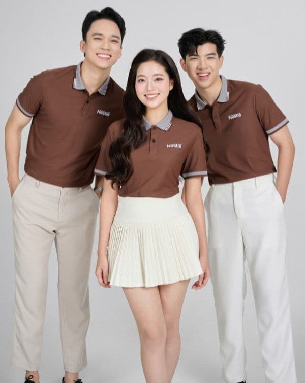 Áo thun đồng phục công ty coolmate 2 màu nâu xám