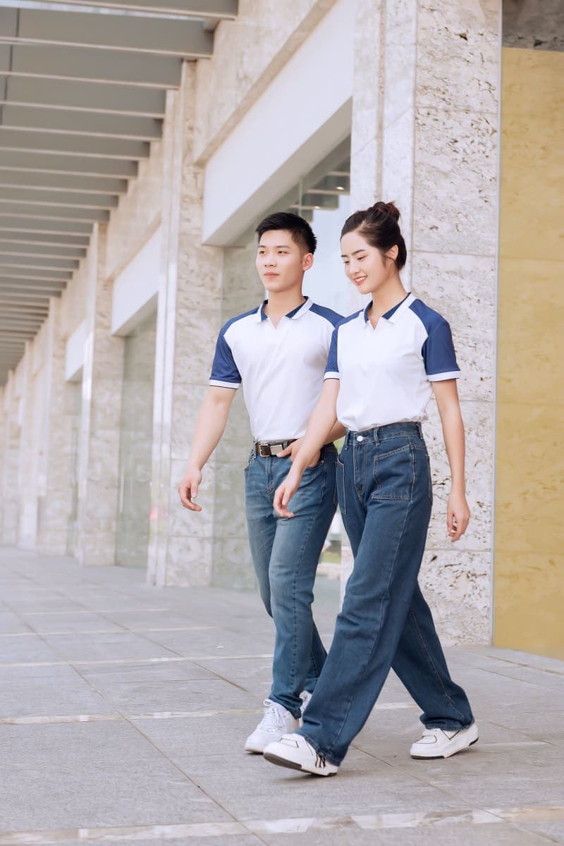 Đồng phục công ty màu trắng xanh